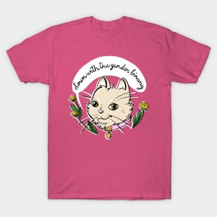 Down With the Gender Binary cat T-Shirt